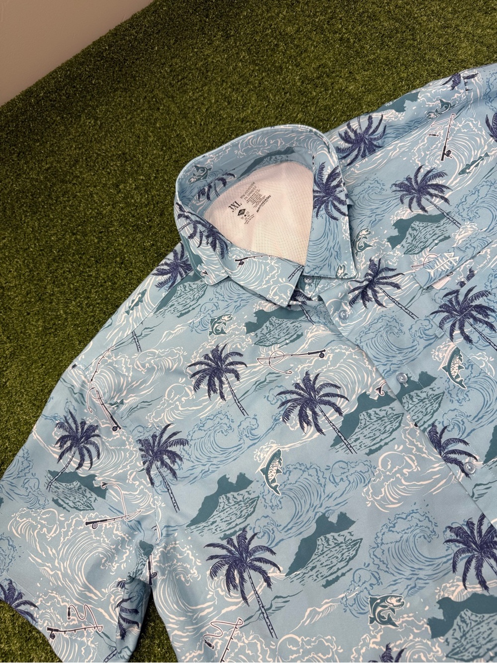 Bassdash Men's Button Down Lightweight Shirt Mesh Breathable Hawaiian UPF 50